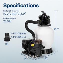 Sand Filter Above Inground Swimming Pool Sand Filter Pump 6/7-Way Valve & Timer