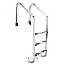 Stainless 3-Step Steel Swimming Pool Ladder In-Ground With Anti-Slip Step Outdoor