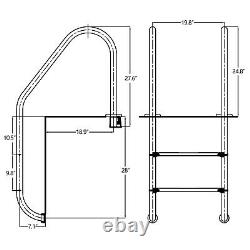 Stainless Steel Inground 2-Step Non-Slip Swimming Pool Ladder