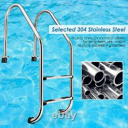 Stainless Steel Inground 2-Step Non-Slip Swimming Pool Ladder