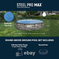 Steel Pro MAX 12' X 30 above Ground Pool, round Metal Frame Outdoor Swimming Po
