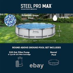 Steel Pro MAX 12' x 30'' Round Above Ground Pool Set with Filter Pump & Liner