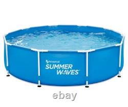 Summer Waves 10ft Active Frame Above Ground Outdoor Swimming Pool with Filter