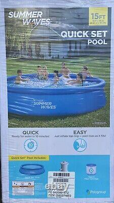 Summer Waves 15'x36 Quick Set Ring Ground Pool with 600 GPH Filter Pump NEW