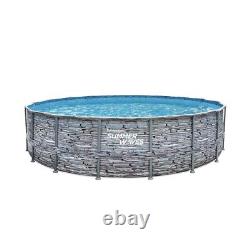 Summer Waves 18ft Stone Print Above Ground Swimming Pool Set With Pump