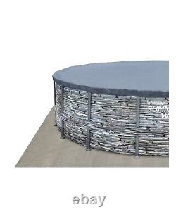 Summer Waves 18ft Stone Print Above Ground Swimming Pool Set With Pump