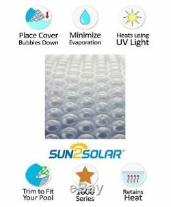 Sun2Solar 12 x 24 Rectangle Clear Swimming Pool Solar Blanket Cover 1600 Series