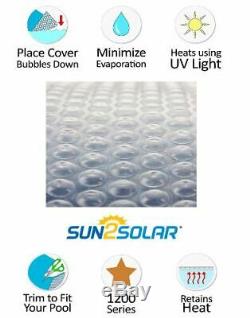 Sun2Solar 16 x 36 Rectangle Clear Swimming Pool Solar Blanket Cover 1200 Series