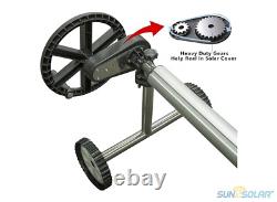 Sun2Solar 25' Wide Easy Gear Stainless Steel Swimming Pool Solar Reel with Tubes