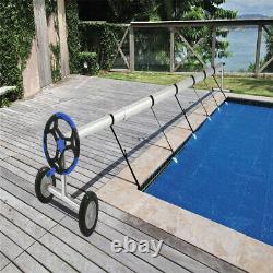 Swimming Pool Cover Reel 18 FT Aluminum Inground Solar Cover With Thermometer
