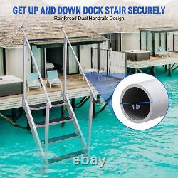 Swimming Pool Dock Ladder 4 Steps Stairs Handrails In-Ground Adjustable Height