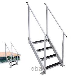 Swimming Pool Dock Ladder 4 Steps Stairs Handrails In-Ground Adjustable Height