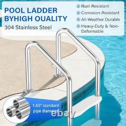 Swimming Pool Ladder for Inground Pools, 3-Step 304 Stainless Steel Pool Stairs