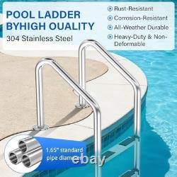 Swimming Pool Ladder for Inground Pools, 3-Step 304 Stainless Steel Pool Stairs