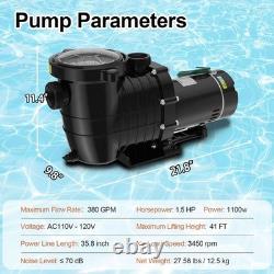 Swimming Pool Pump 1.5HP Energy-Saving Inground Above Ground Filter