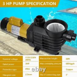 Swimming Pool Pump 3 HP 115V/230V, Double Speed Pumps for Inground Above Grou