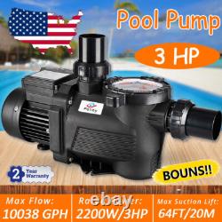 Swimming Pool Pump 3HP Pool Pump 110V 10038GPH Inground Above Ground Strainer