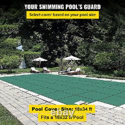 Swimming Pool Safety Cover 16X32 FT Rectangular Winter with4'x8' Center End Steps