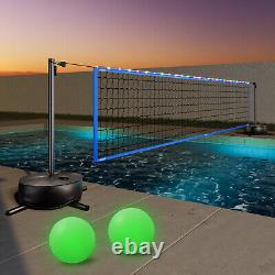 Swimming Pool Volleyball Net Set 2 Balls for Inground Pools with LED Light