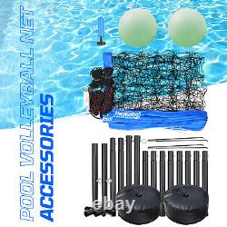 Swimming Pool Volleyball Net Set 2 Balls for Inground Pools with LED Light