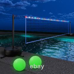 Swimming Pool Volleyball Net Set 2 Balls for Inground Pools with LED Light