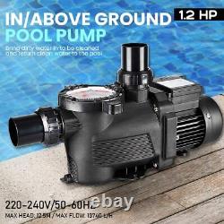Swimming pool pump 1.2hp with pre filter for above and inground pools, 220-240V