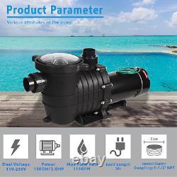 TRUPOW 2.0HP 114GPM Swimming Pool Pump 110V/220V Dual Voltage Garden Inground Tr