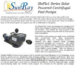 USA Pond Solar Swimming Pool Pump 1HP Inground with 3 Panels 90v DC Motor SunRay