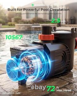 VARMINPOOL 2.5HP Inground Swimming Variable-Speed Pool Pump Large Strainer, 230V