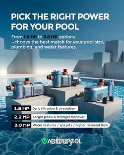 VARMINPOOL 2.5HP Inground Swimming Variable-Speed Pool Pump Large Strainer, 230V
