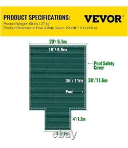 VEVOR 20x38 ft Pool Safety Cover Rectangular Inground Swimming Pool Winter Cover