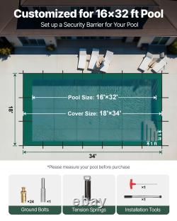 VEVOR Safety Pool Cover Inground Pool 16x32 18x36 40x20 Optional Center End Step