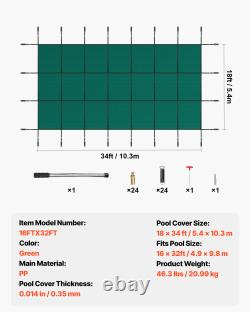 VEVOR Safety Pool Cover Inground Pool 16x32 18x36 40x20 Optional Center End Step