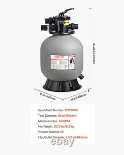 VEVOR Sand Filter 18 in Above Inground Swimming Pool Sand Filter 7-Way Valve