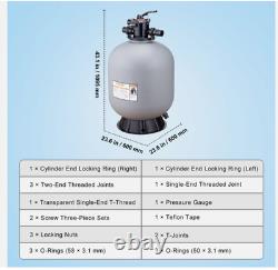 VEVOR Sand Filter 24 Above Inground Swimming Pool Sand Filter with 7-Way Valve