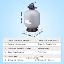 VEVOR Sand Filter 24 Above Inground Swimming Pool Sand Filter with 7-Way Valve