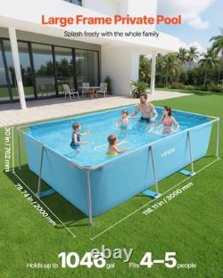 VEVOR Steel Frame Above Ground Swimming Pool 118 x 78 x 30 in Rectangular Blue