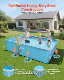 VEVOR Steel Frame Above Ground Swimming Pool 118 x 78 x 30 in Rectangular Blue