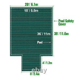 VEVOR Swimming Pool Cover 20x38 FT Safety Pool Cover with4x8 FT Center End Steps