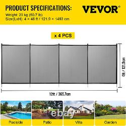 VEVOR Swimming Pool Fences 4PC 4x12' In-Ground Security Fence Prevent Accidental