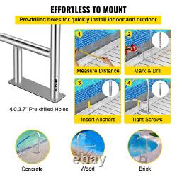 VEVOR Swimming Pool Handrail 55x32 304 Stainless Steel Inground Grab Hand Rail