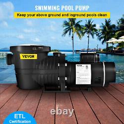 VEVOR Swimming Pool Pump In/Above Ground Pool Pump 1.5 HP 90 GPM with Strainer