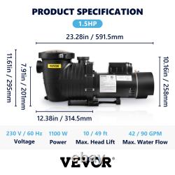 VEVOR Swimming Pool Pump In/Above Ground Pool Pump 1.5HP/ 2 HP with Strainer