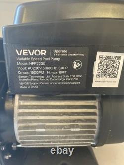 VEVOR Variable Speed Pool Pump 3 HP 220V 190 GPM In/Above Swimming Pool Pump