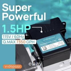 VIDAPOOL 1.5HP In/Above Ground Swimming Pool Pump 115V Single Speed, 7350 GPH