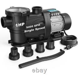 VIDAPOOL 1HP Pool Pump 115V 5400GPH Self Priming Inground Above Ground 1.5/2in