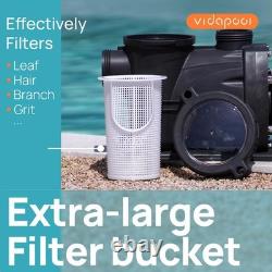 VIDAPOOL In/Above Ground Pool Pump, Self Primming High Flow with Timer, 2HP Sump