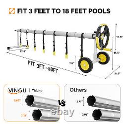 VINGLI 14 Feet Pool Cover Reel Aluminum for Inground Swimming Pool Solar Blanket