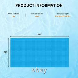 VINGLI 16Mil Solar Pool Cover 16x32FT Rectangle for Inground Pool Blue