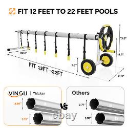VINGLI 21 Feet Pool Cover Reel Aluminum for Inground Swimming Pool Solar Blanket